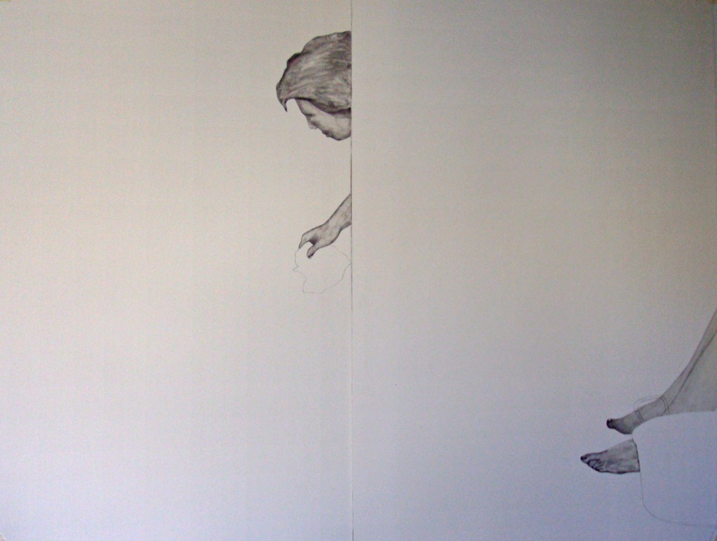 femme à la bassine, collage sur papier, 140x100cm, 2012. (1)